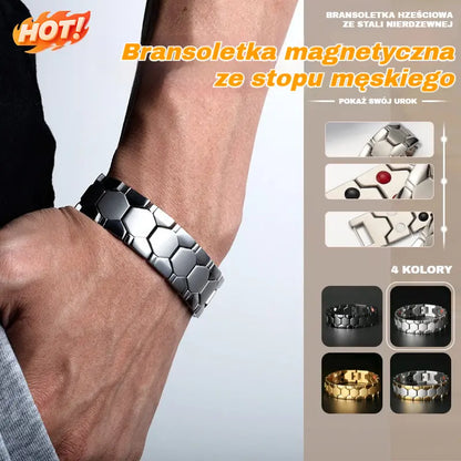 Kup 1, a 1 dostaniesz gratis ✨✨ Męska magnetyczna bransoletka ze stopu + sześciokątny wzór - odpinana magnetyczna bransoletka - płatność przy odbiorze