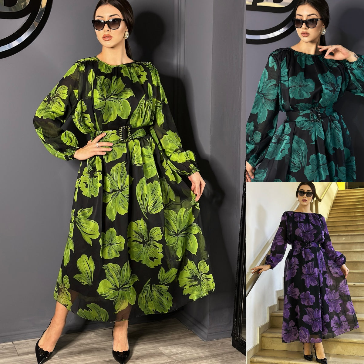 🔥【S-5XL】👗Nowa letnia elegancka sukienka z tiulu w kwiaty 3655132