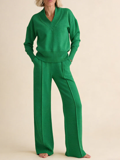 🥰📢📢50% popust!!! 【M-5XL】Ženski komplet 2026 | Pleteni dvodelni komplet z dolgimi rokavi ✨
