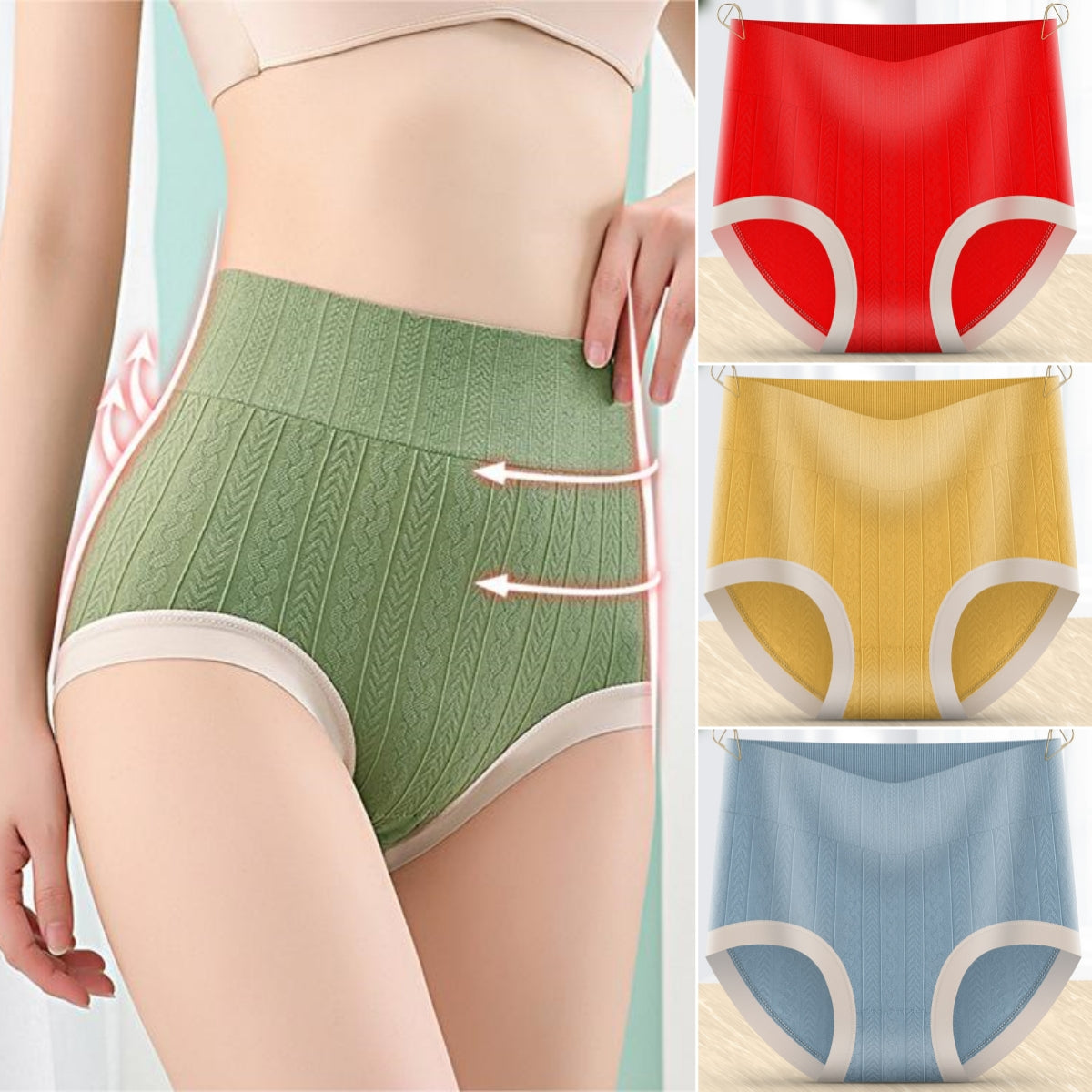 💥【1 zestaw 6 sztuk】  Damskie figi wyszczuplające brzuch z wysokim stanem 3620456