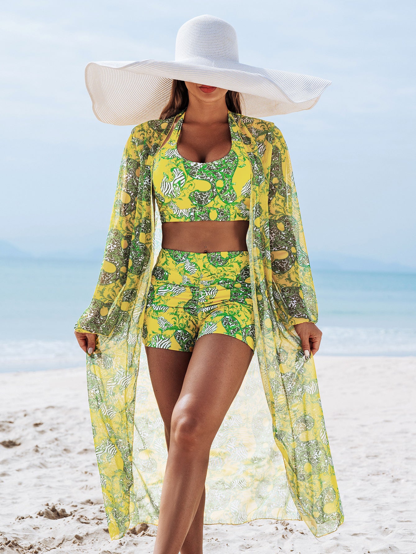☀️👙【S-2XL】Damskie bikini trzyczęściowe z nadrukiem, seksowne i wysokiej jakości