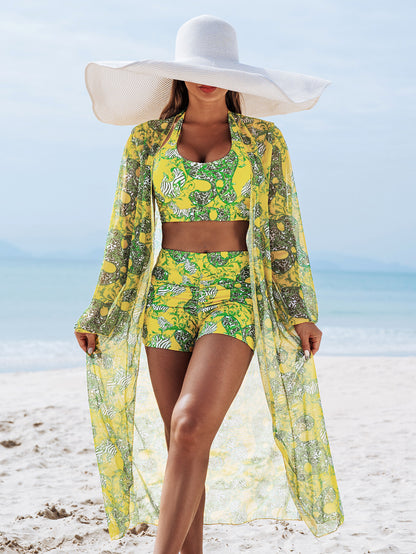 ☀️👙【S-2XL】Damskie bikini trzyczęściowe z nadrukiem, seksowne i wysokiej jakości
