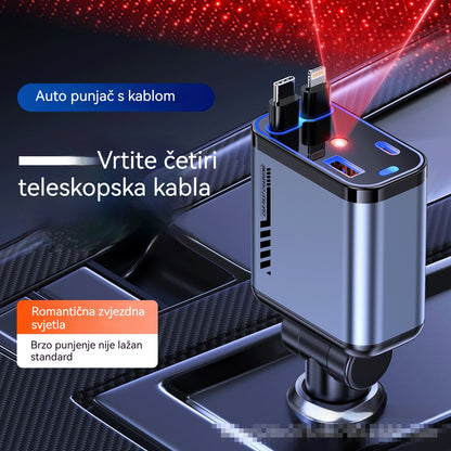 ⚡✨Ultra brzo auto punjač: dva sklopiva USB-C porta sa Starlight ambijentalnim svjetlom i inteligentnom zaštitom 🚗💫