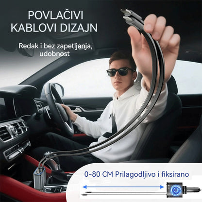 ⚡✨Ultra brzo auto punjač: dva sklopiva USB-C porta sa Starlight ambijentalnim svjetlom i inteligentnom zaštitom 🚗💫