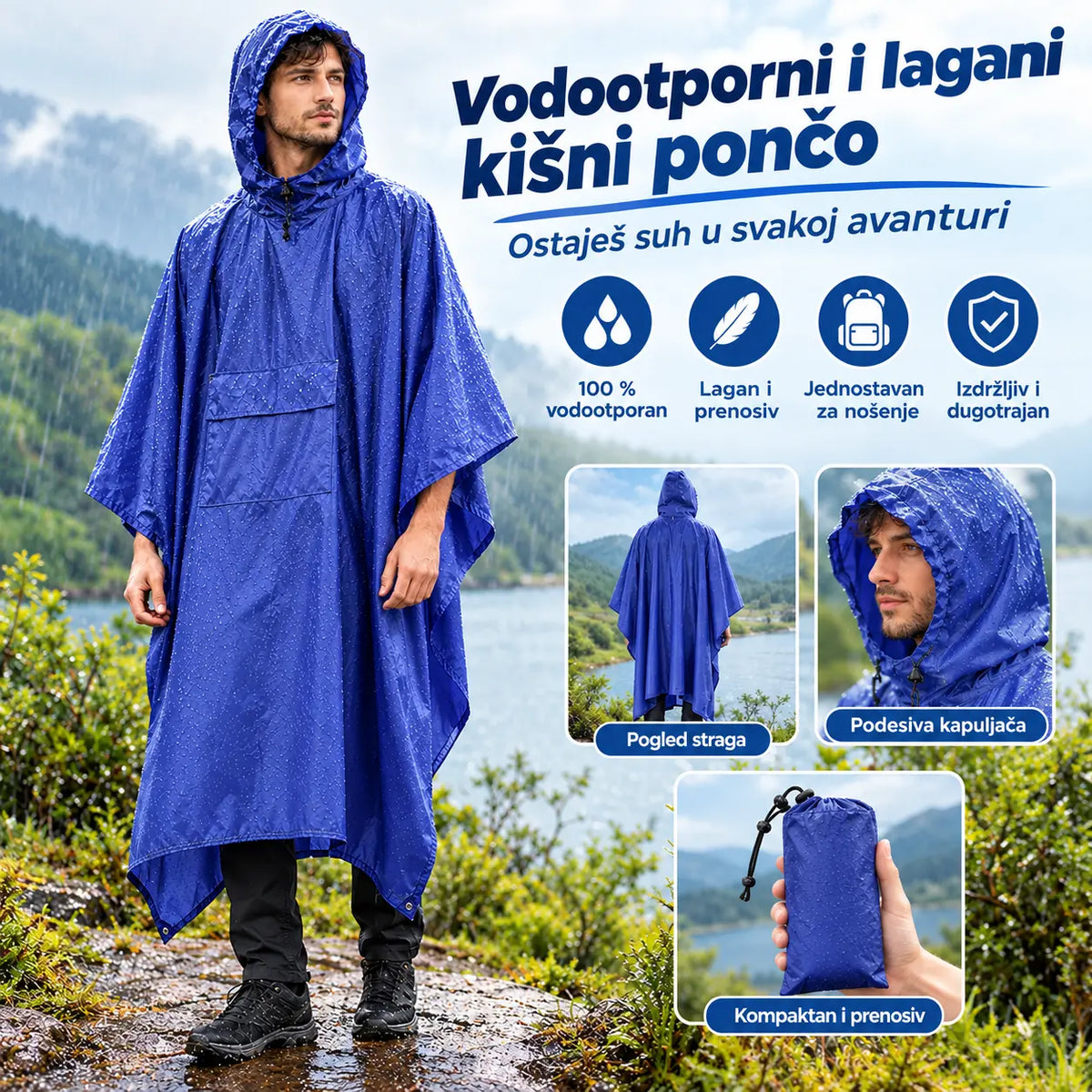 🏕️ 3-u-1 višenamjenska kabanica | Vodootporna kabanica + šator + podloga | Za planinarenje i kampiranje 🌧️