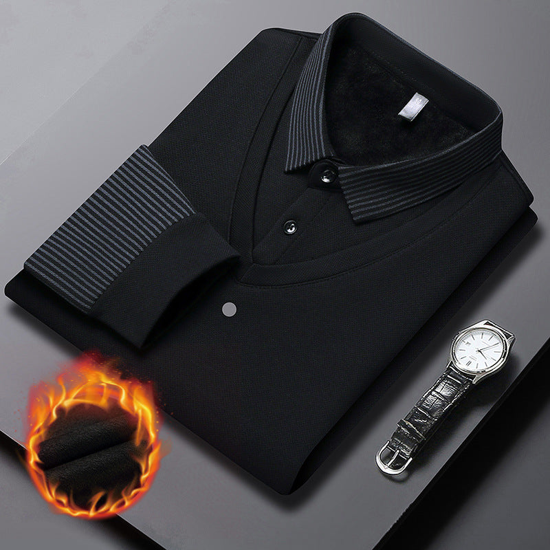【⚡Obniżka 120 zł】【M-4XL】Dwukolorowa koszulka POLO z paskami i efektem fałszywej warstwy