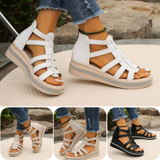 【34-46】🔥50% rabatu🔥Eleganckie skórzane sandały damskie na platformie_3621481