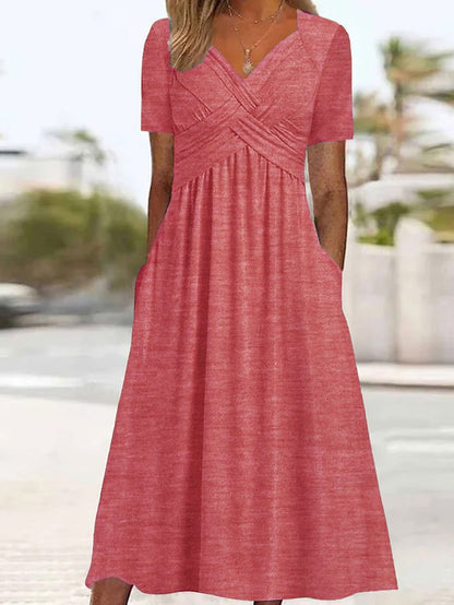 💥Akcija!【S-5XL】retro lanena haljina, širokog kroja koji vizualno stanjuje i daje eleganciju, čini da izgledate mlađe.