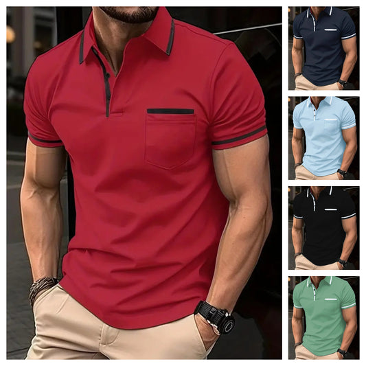 🔥🔥【S-3XL】2024 Letnia męska koszulka POLO z kieszenią na guziki Czysta bawełniana sportowa koszulka polo_3629800