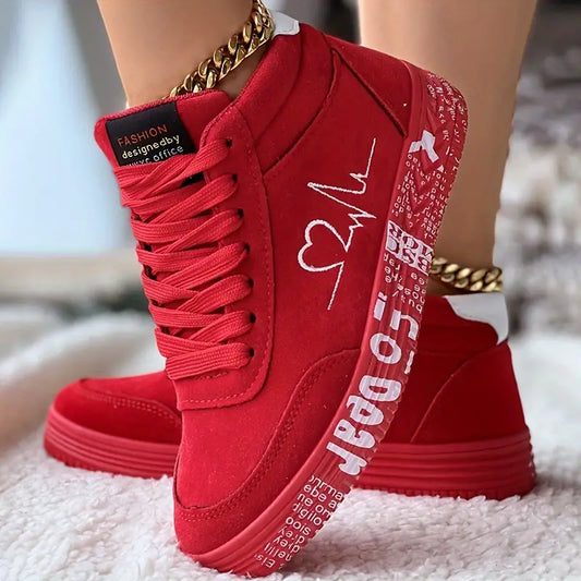 【35-44】Damskie buty sportowe w kształcie serca wygodne sznurowane buty sportowe z miękką podeszwą i grubym dnem 3707104