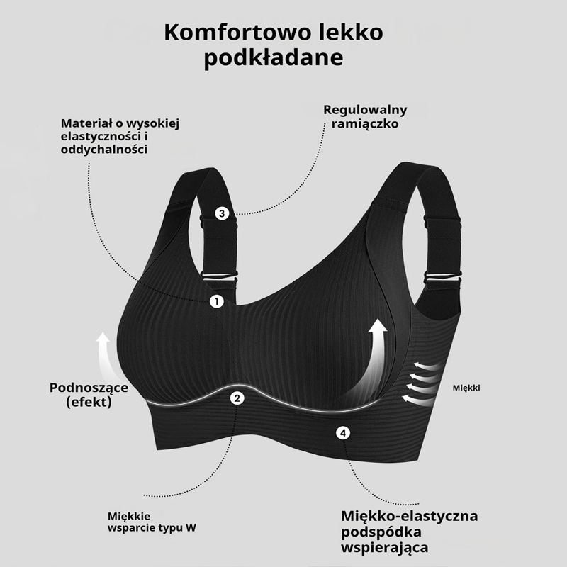 😍【Zestaw 4 szt.】Bezszwowy biustonosz bez fiszbin dla kobiet ❤️【40–95 kg】