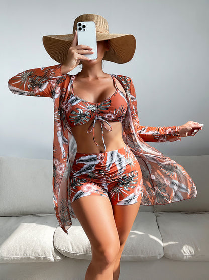 🏖️👙🌴【S-XL】Komplet kostiumu kąpielowego z nadrukiem na wakacje na plaży w 2025 roku.