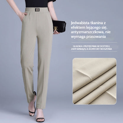 【XL-6XL】👖Letnie spodnie z wysokim stanem i prostą nogawką z lodowego jedwabiu