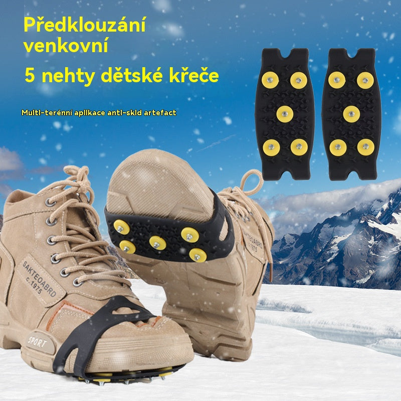 👴🚶🏔️❄️Kupite štiri, dobite štiri brezplačno🔥Nevidne 5-zobe protizdrsne zanke za dereze, zunanje dereze, primerne za pohodništvo po snegu, alpinizem, plezanje in zimske ledene površine, obvezna oprema za starejše.