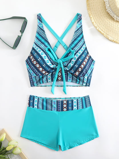 🏊‍👙🌴Elegancki, drukowany, oversize'owy kostium kąpielowy