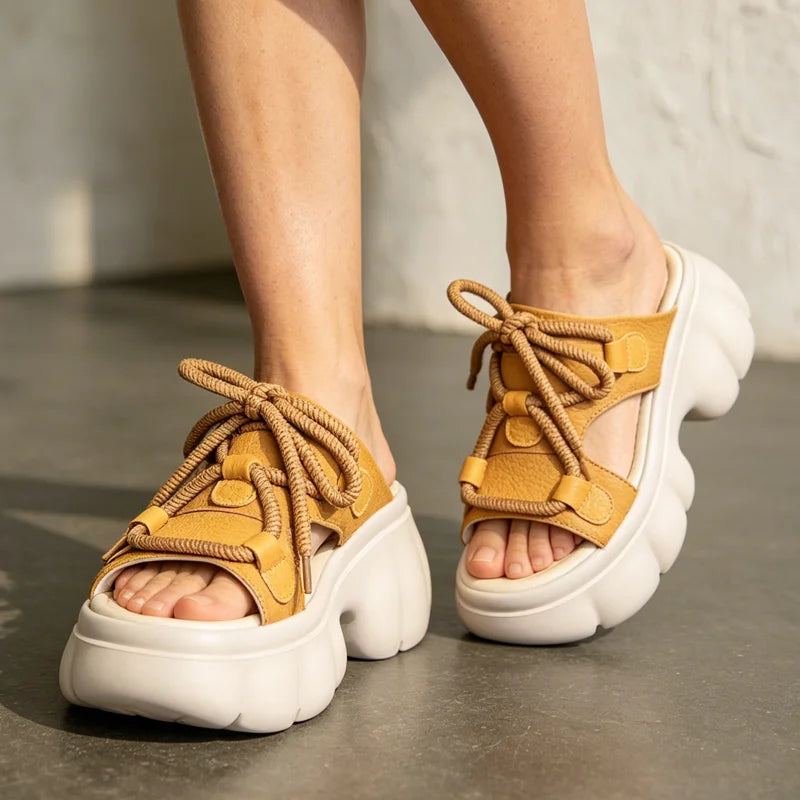 【35-40】Chunky buty na megaplatformie z sznurowadłami – Zyskujesz wzrost, styl uliczny i maksymalny komfort w jednym kroku!