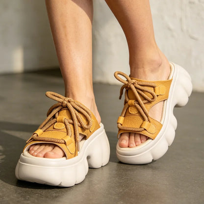 【35-40】Chunky buty na megaplatformie z sznurowadłami – Zyskujesz wzrost, styl uliczny i maksymalny komfort w jednym kroku!