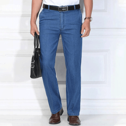 💁‍♂️👖2024 Nowe, oddychające męskie jeansy z wysokim stanem i rozciągliwą--3759455