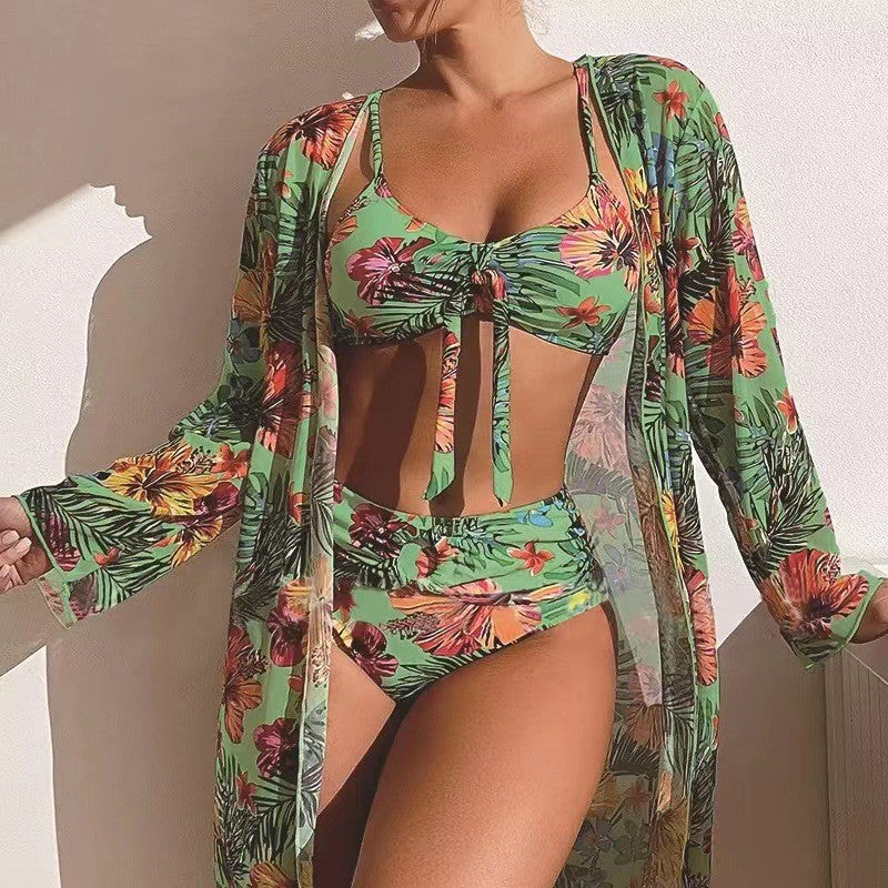 👙☀️【S-2XL】【3-częściowy zestaw】Nowy zestaw strojów kąpielowych 3-częściowy 2025 z modną chustą