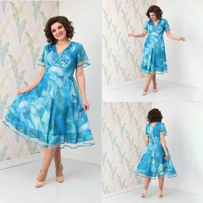 【S-5XL】2024 nowa, modna szyfonowa sukienka z nadrukiem_3612336