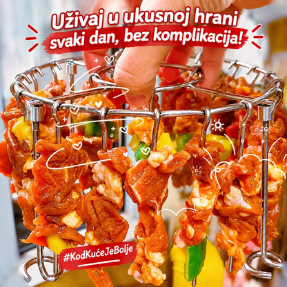 🍖🍗 Rešetka za roštilj od nehrđajućeg čelika 304 za friteze na vrući zrak (uključuje 24 ražnjića)