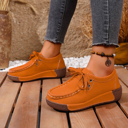 🔥🌞【Zľava 50 %!】Dámske topánky s hrubou podrážkou a okrúhlou špičkou – pohodlné a štýlové topánky s oporou pre chodidlá, ktoré tlmia nárazy a pomáhajú pri správnom držaní tela.