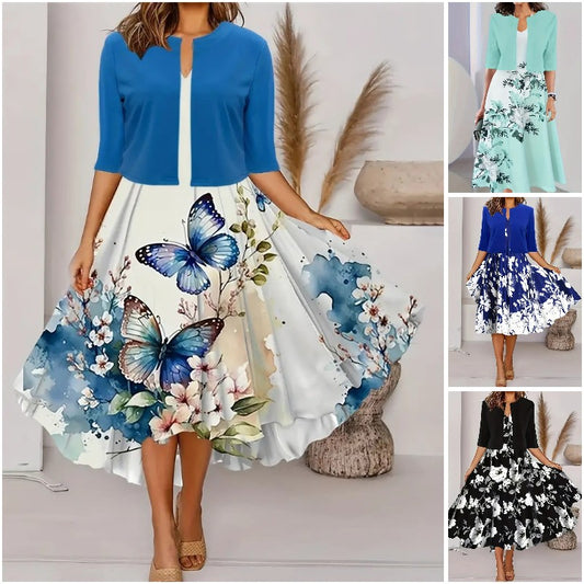 👗💗Dwuczęściowy zestaw sukienka typu swing plus mała marynarka 3711847