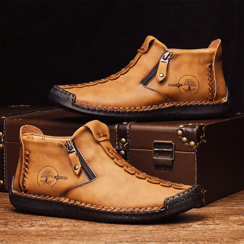 🥾Изцяло ръчно изработени мъжки ботуши Martens от естествена кожа (38-48), с подплата от пух и цип – топли, удобни и елегантни, подходящи за зимата.