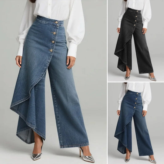 🥇Spodnie jeansowe damskie z wysokim stanem, luźny krój, wygodne w noszeniu, elegancki i modny design.