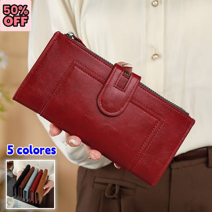✨👜 Damski portfel z prawdziwej skóry w stylu vintage, zapinany na podwójny zamek i z wieloma przegródkami na karty 3845321