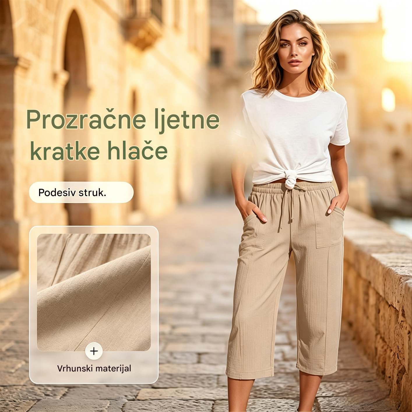 🌸【Kupite 1, dobijte 1 gratis】Ženske jednobojne plisirane kratke hlače od pamuka i lana 1【40-90 kg】