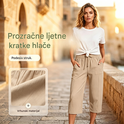🌸【Kupite 1, dobijte 1 gratis】Ženske jednobojne plisirane kratke hlače od pamuka i lana 1【40-90 kg】