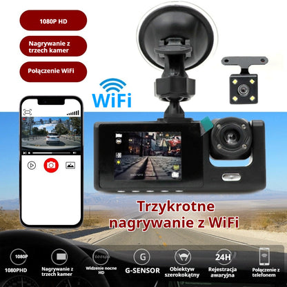 Rejestrator jazdy samochodowy | Full HD 1080p | Z kamerą cofania