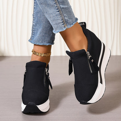 Oferta limitowana💥Buty damskie 2025 z bocznym zamkiem i grubą podeszwą z płótna