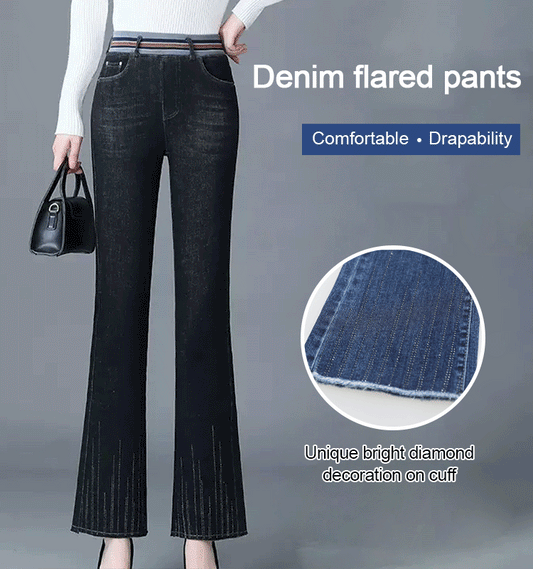 👖【40-85KG】🔥🔥Nowe zimowe, gęste, elastyczne pluszowe dżinsy z wysokim stanem 3846636