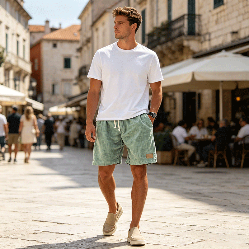 ⏳🔥【Ostatni dzień -50%】👖【S-5XL】【55-110 kg】Męskie casualowe szorty 2026 z efektem lnu i sznurkiem (duże rozmiary).