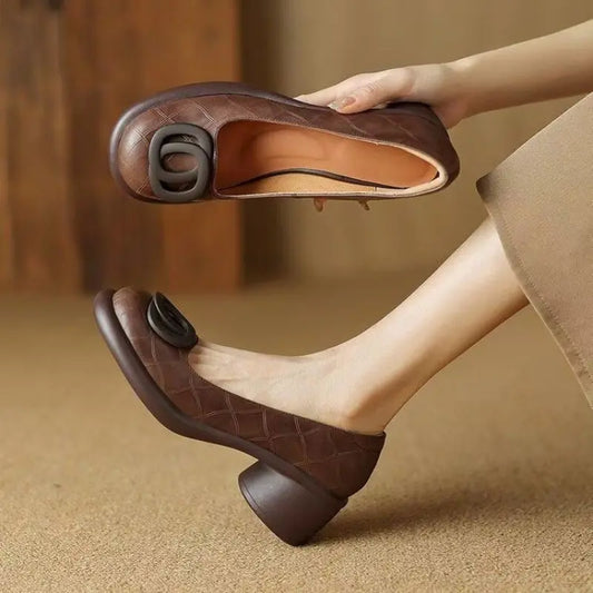 💖👠【Veličine 35-40】2026 Nove udobne cipele od prave kože, retro potpetica od 5 cm, elegantne i svestrane