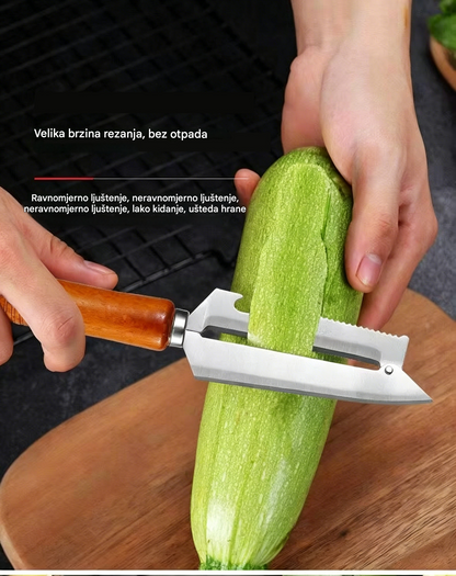 🥕 Kupite jedan, drugi dobijete gratis! ✨ Višenamjenska kuhinjska gulilica: Izrađena od nehrđajućeg čelika s ergonomskim dizajnom ručke, savršena za guljenje voća, povrća i mesa. 🔪