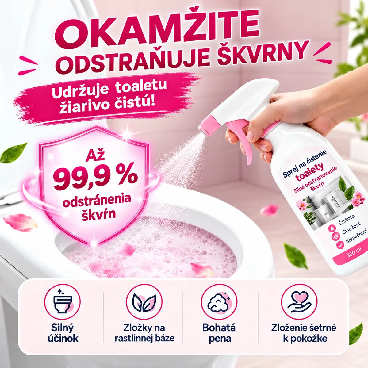 🚿✨ Zľava 50 %! Viacúčelový čistiaci sprej do kúpeľne – rýchlo rozpúšťa vodný kameň a zvyšky mydla. 🧼💨