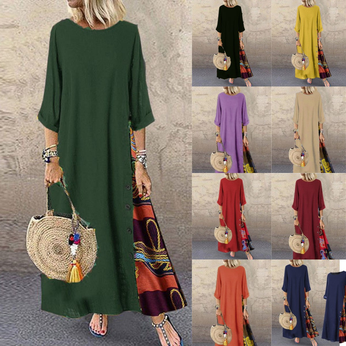 【M-5XL】 Damska elegancka sukienka z nadrukiem w stylu retro