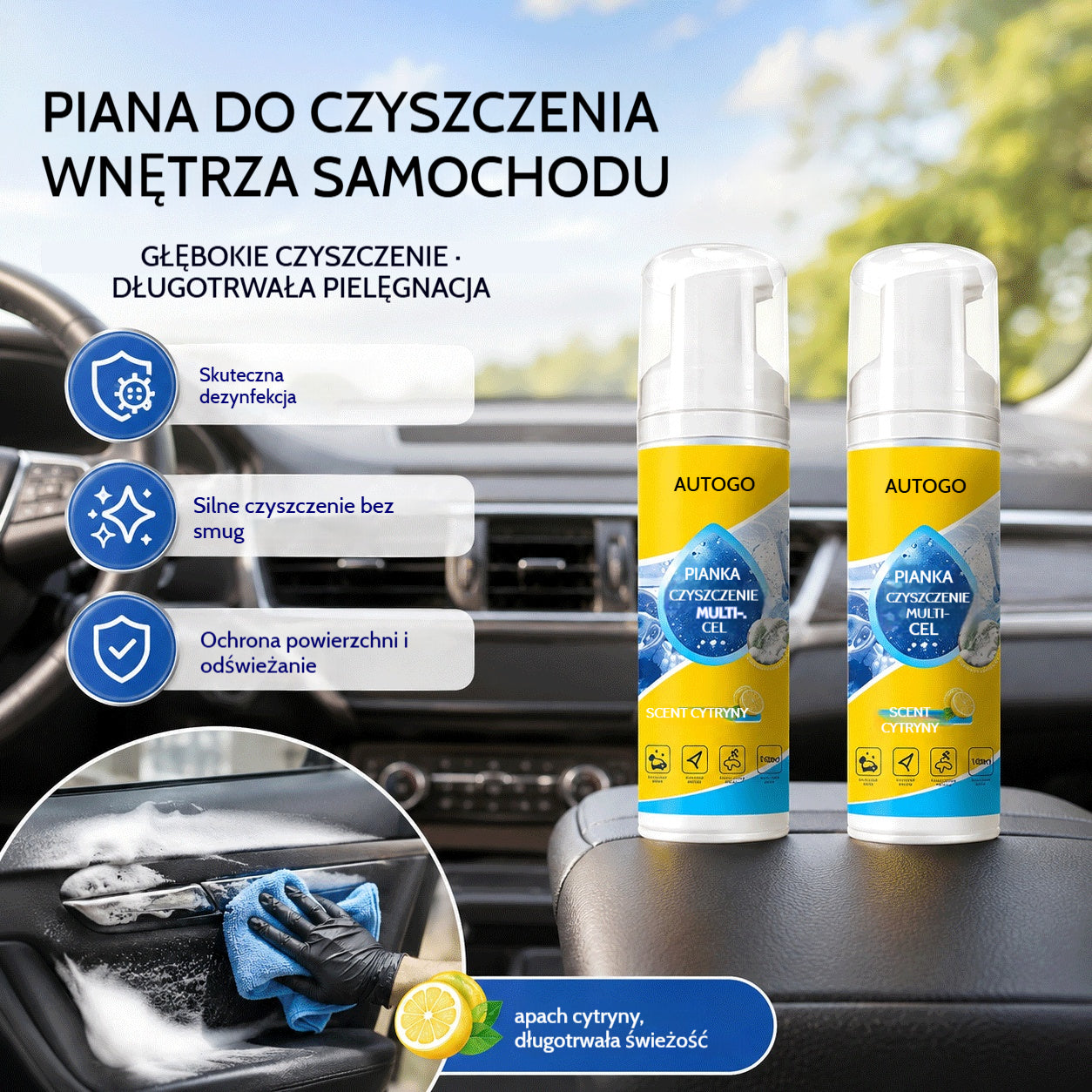 🔥Promocja -50%🔥Mocna i wielofunkcyjna pianka do czyszczenia wnętrza samochodu