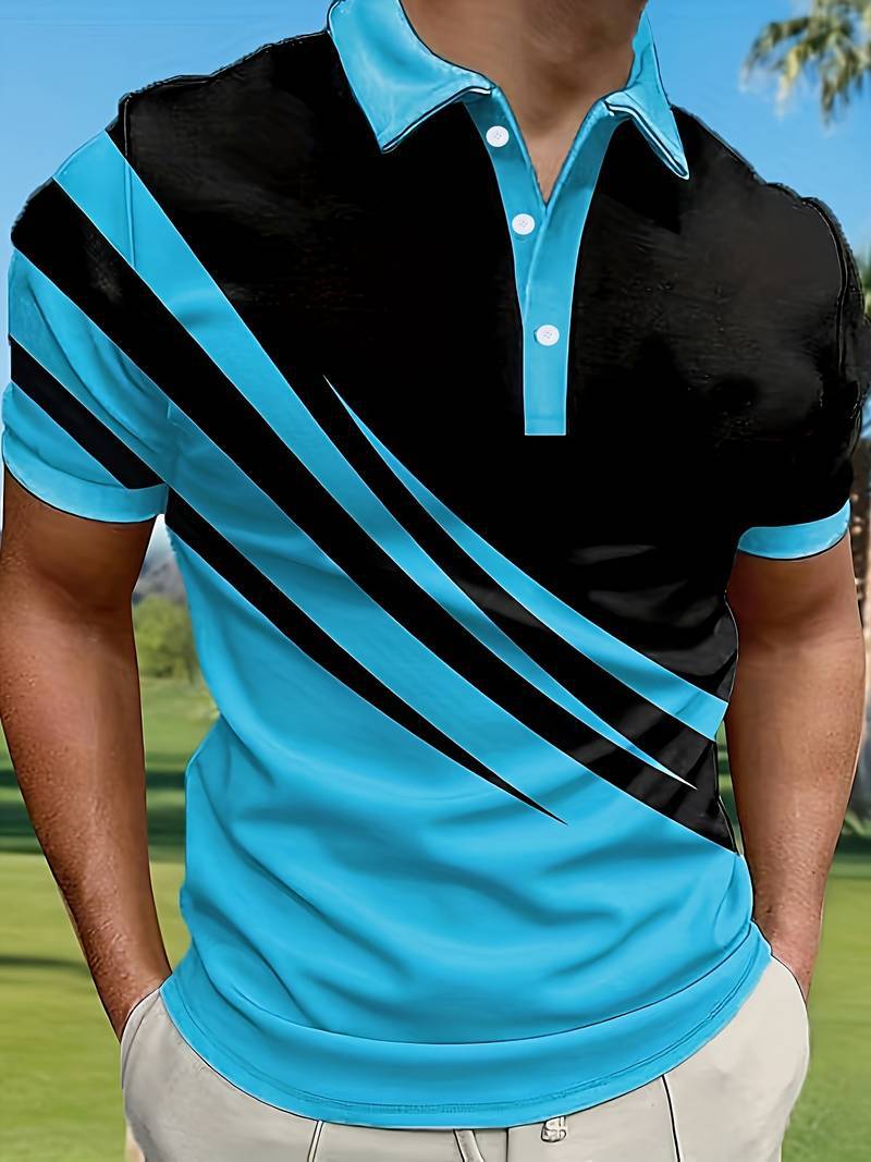 🔥【Časovo obmedzená ponuka】👔【S-6XL】Nové letné pánske pruhované polo tričko s 3D potlačou