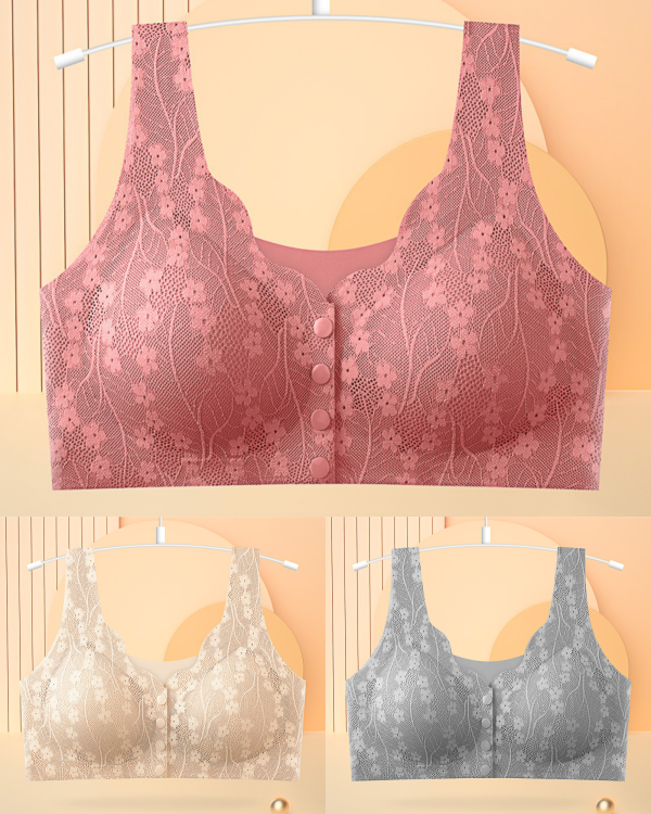😍👙【Pakiranje od 3 komada】【40-100 kg】Ženski čipkasti grudnjak bez žice, s kopčanjem sprijeda