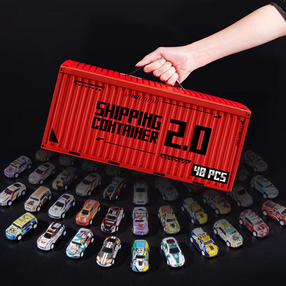 🎅Wyprzedaż świąteczna - 50% zniżki🎁 48 mini samochodzików z składanym tyłem i wbudowanym garażem