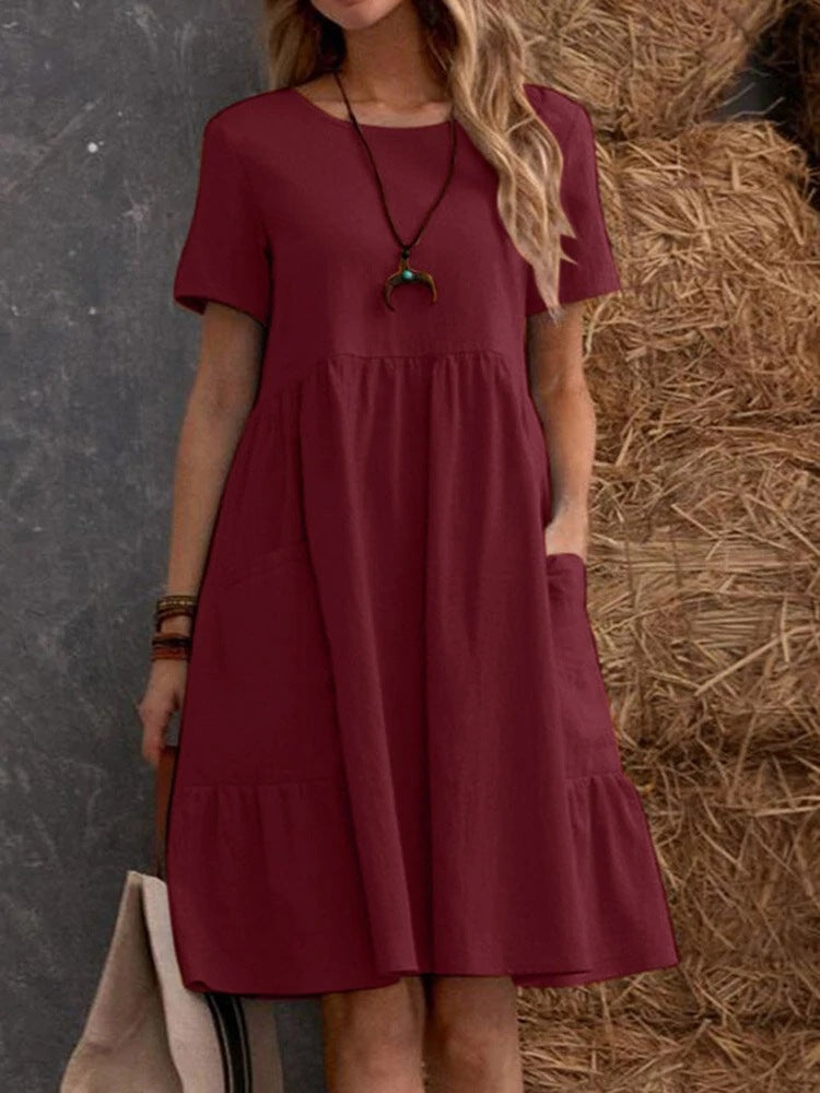 👗💖Vremenski ograničena promocija😍【S-4XL】✨Nova haljina za proljeće/ljeto 2026., kratki rukavi s V-izrezom.