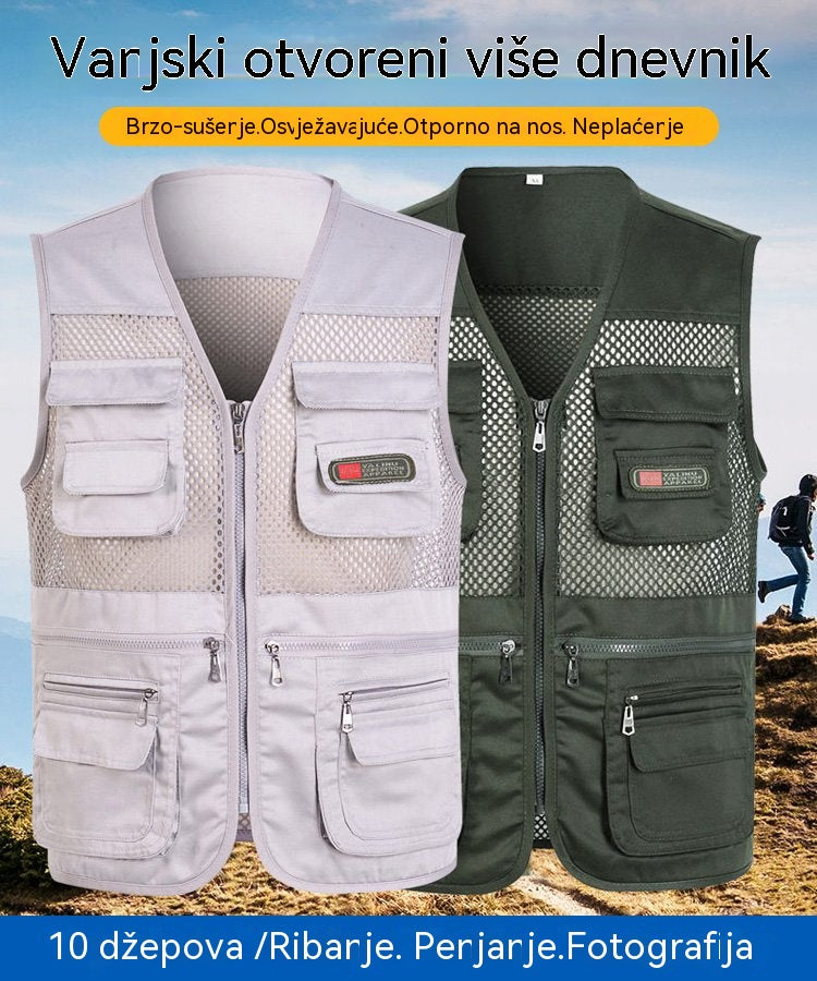 Jednostavan funkcionalni prsluk s više džepova🔥【XL-4XL】