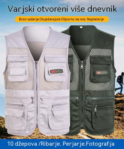 Jednostavan funkcionalni prsluk s više džepova🔥【XL-4XL】