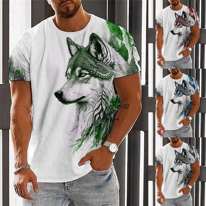 (Za pobraniem) 【S-6XL】 Modny letni męski T-shirt z nadrukiem Wolf King_3616504