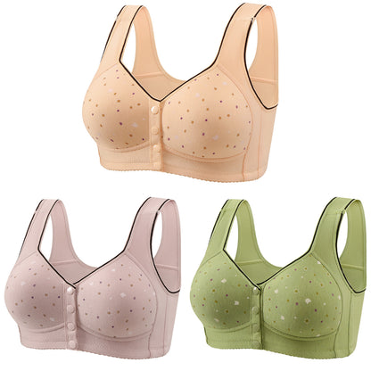 😍【Paket 3 kosov】Ženski brezžični modrček z gumbom spredaj 【40-120kg】❤️Bumbac naravni antibakterijski udoben udoben