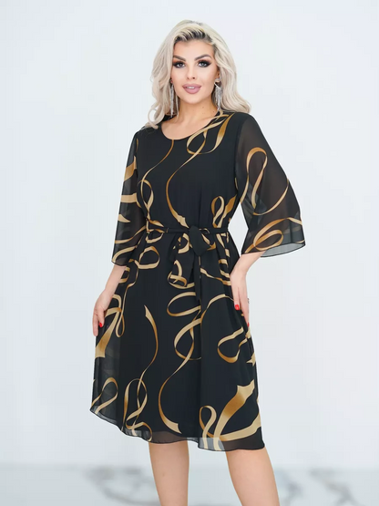 🔥Wyprzedaż – okazja specjalna💕【S-3XL】Elegancka sukienka z siateczki z marszczonymi rękawami
